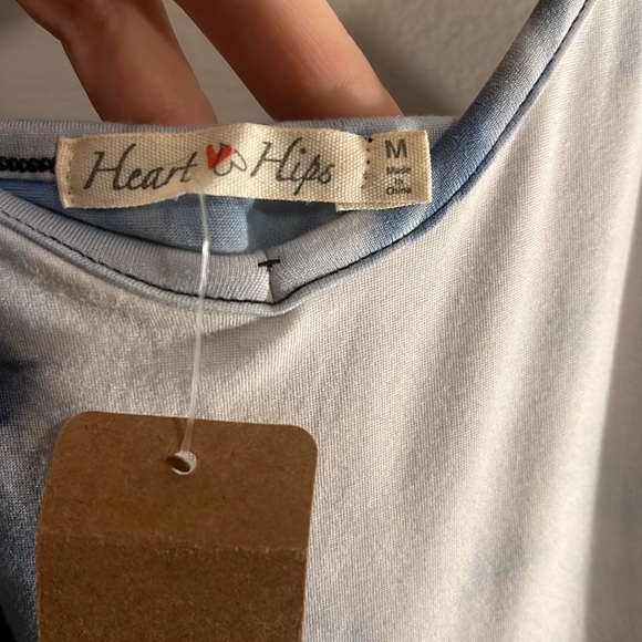 Heart hips blue tie-dye spaghetti strap mini dress - Picture 4 of 5